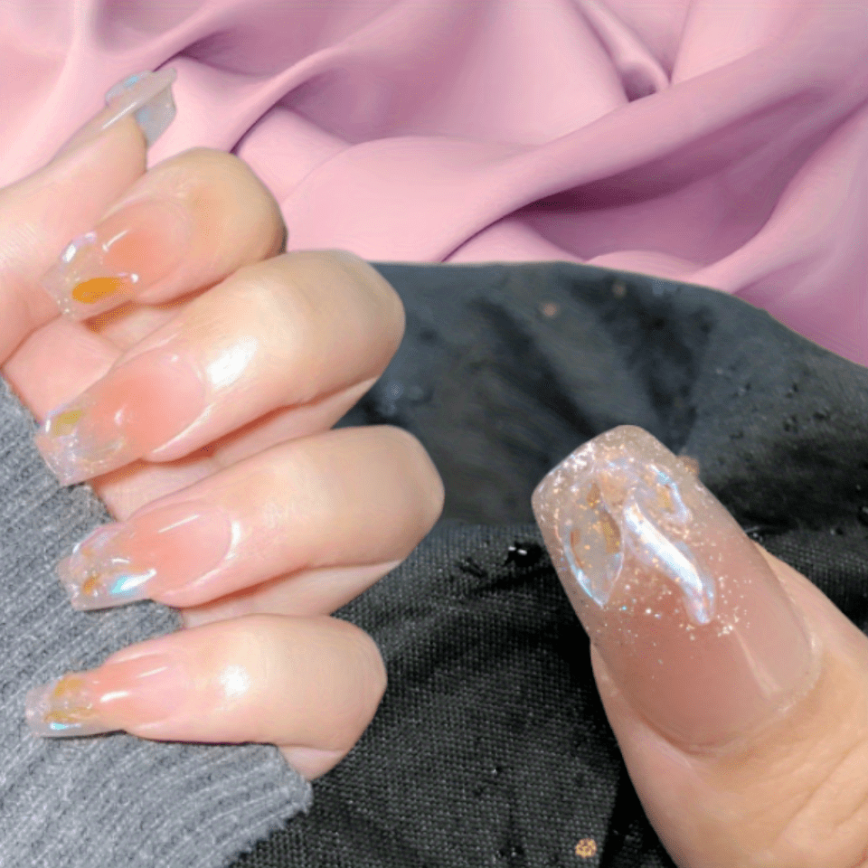 French Tip riutilizzabile con glitter argento / Premium Press on