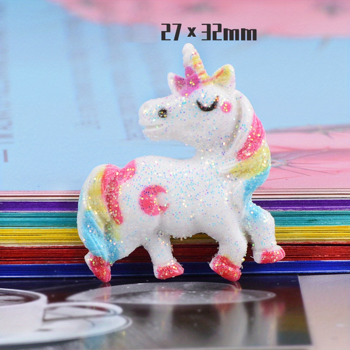 10pcs Dessin Animé Mignon Paillettes Licorne Résine Dos Plat - Temu France