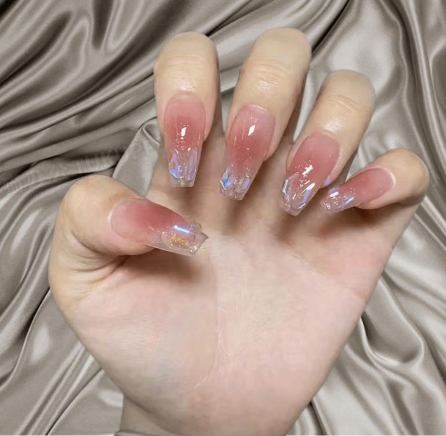 French Tip riutilizzabile con glitter argento / Premium Press on