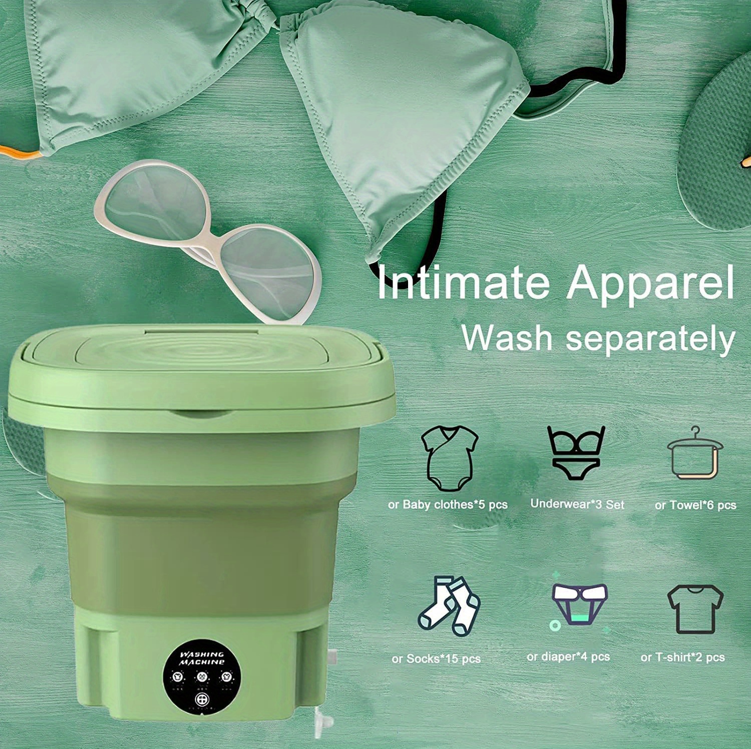 Mini Washing Machine Automatic Portable Washer Machine Underwear Baby  Clothes 8L