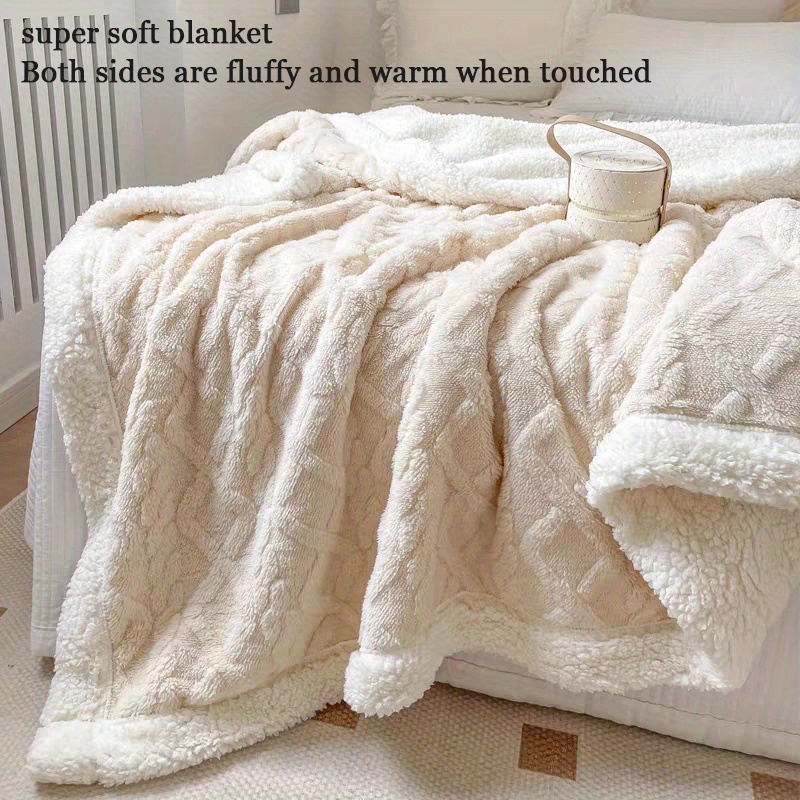 1  comfortable soft blanket double sided plush warm sofa blanket multi purpose blanket details 2