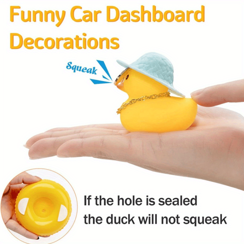 Bonitos adornos de coche de juguete de pato amarillo, decoraciones