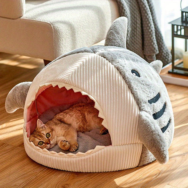 cute cat bed for indoor cats washable mat cat house cozy dog beds for small and large cat cushion small dog hideout house details 3