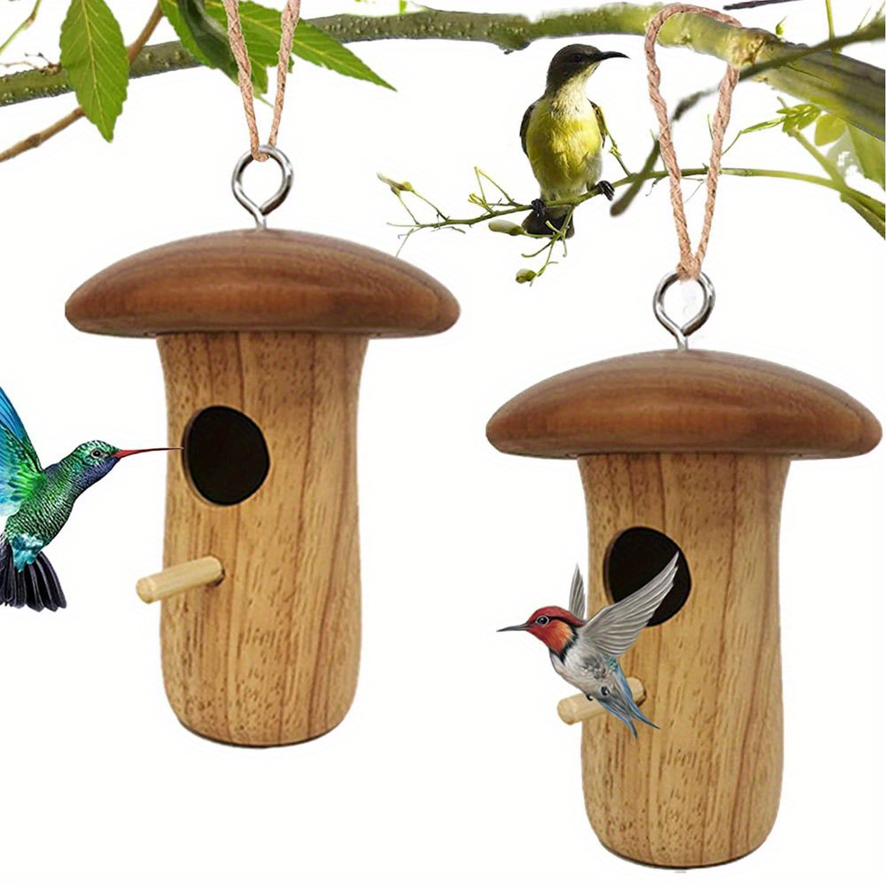 Outdoor Hummingbird House Wooden Hanging Hummingbird Nest - Temu