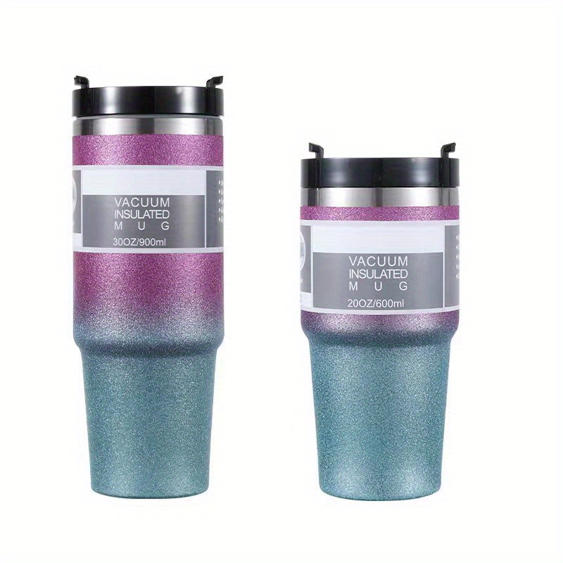 Glossy Tumbler With Lid And Straw Stainless Steel - Temu
