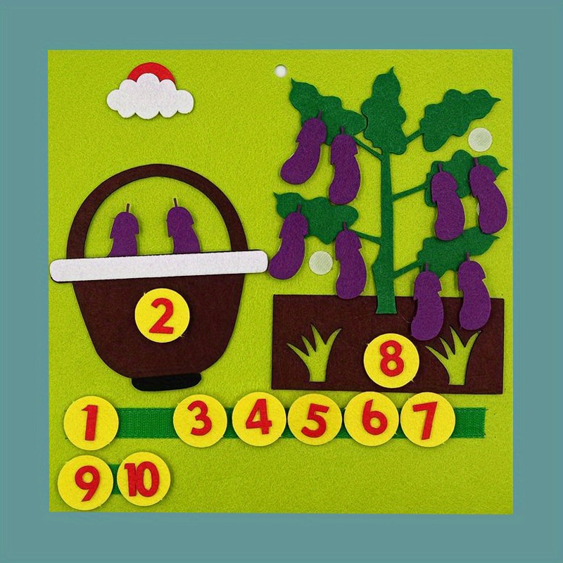 education play teaching aids vegetable number math felt non woven fabric paste toys details 2