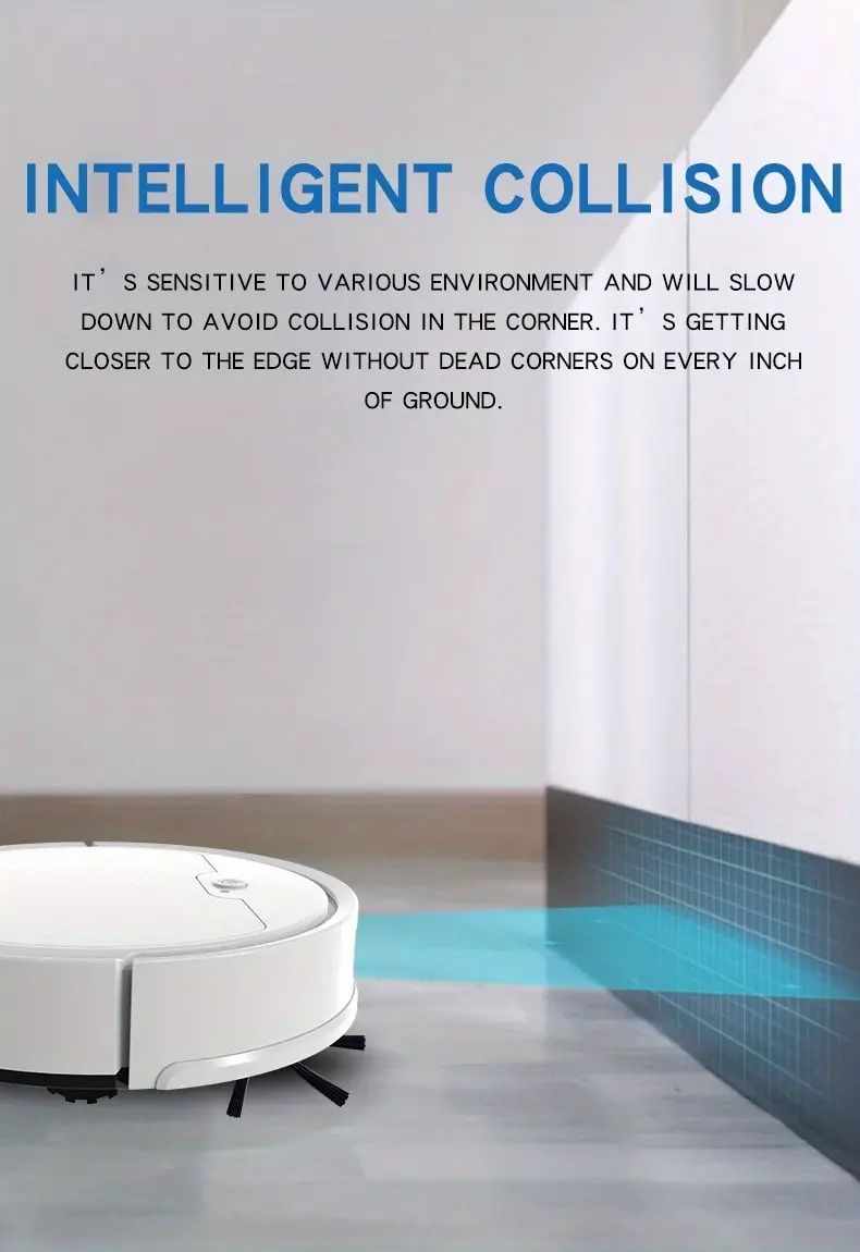 intelligent robot mop multifunctional sweeping robot powerful suction to clean pet hair carpets hard floors dust and stains low noise sweeping machine white details 4