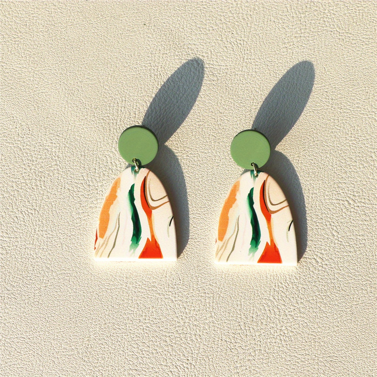 Mountain & River Painting Pattern Dangle Earrings Simple Chinese Style Acrylic Jewelry Delicate Female Gift