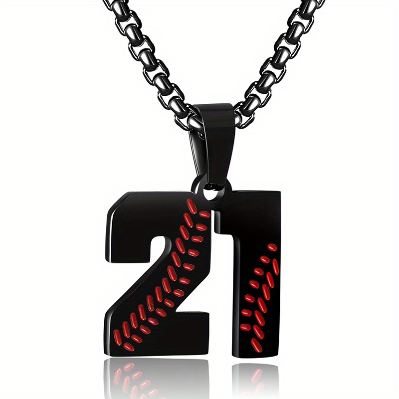 TITANIUM Custom Baseball Number Necklace - Maven Metals