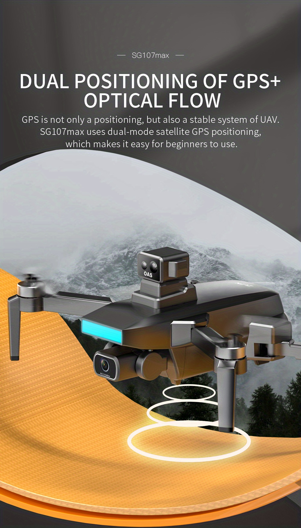 smart follow drone with 2 axis gimbal esc camera gps positioning more one key take off landing headless mode details 7