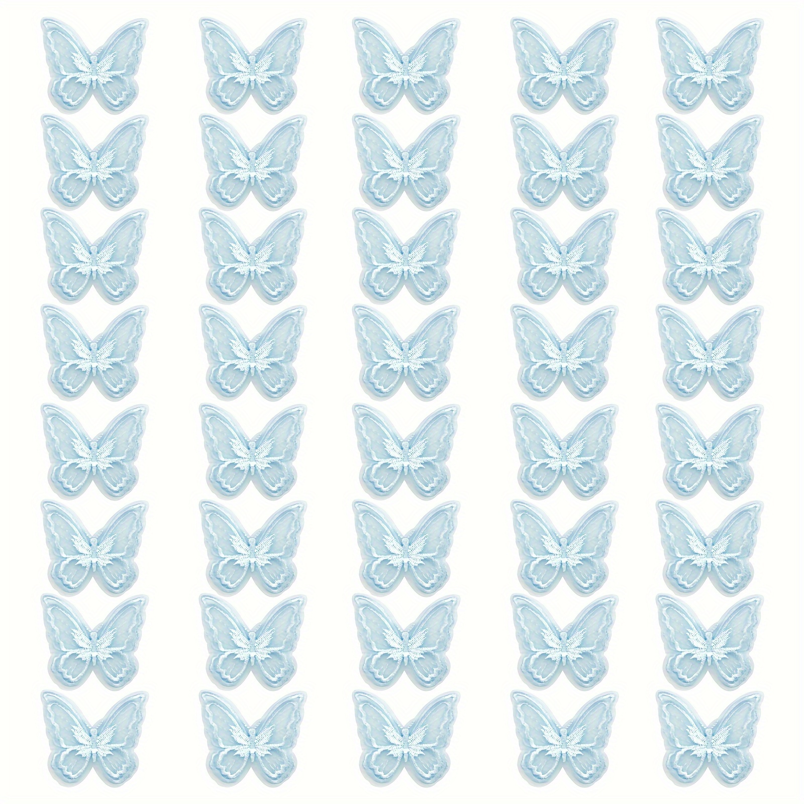 20pcs White Butterfly Appliques 45mm Cutouts Organza Butterflies
