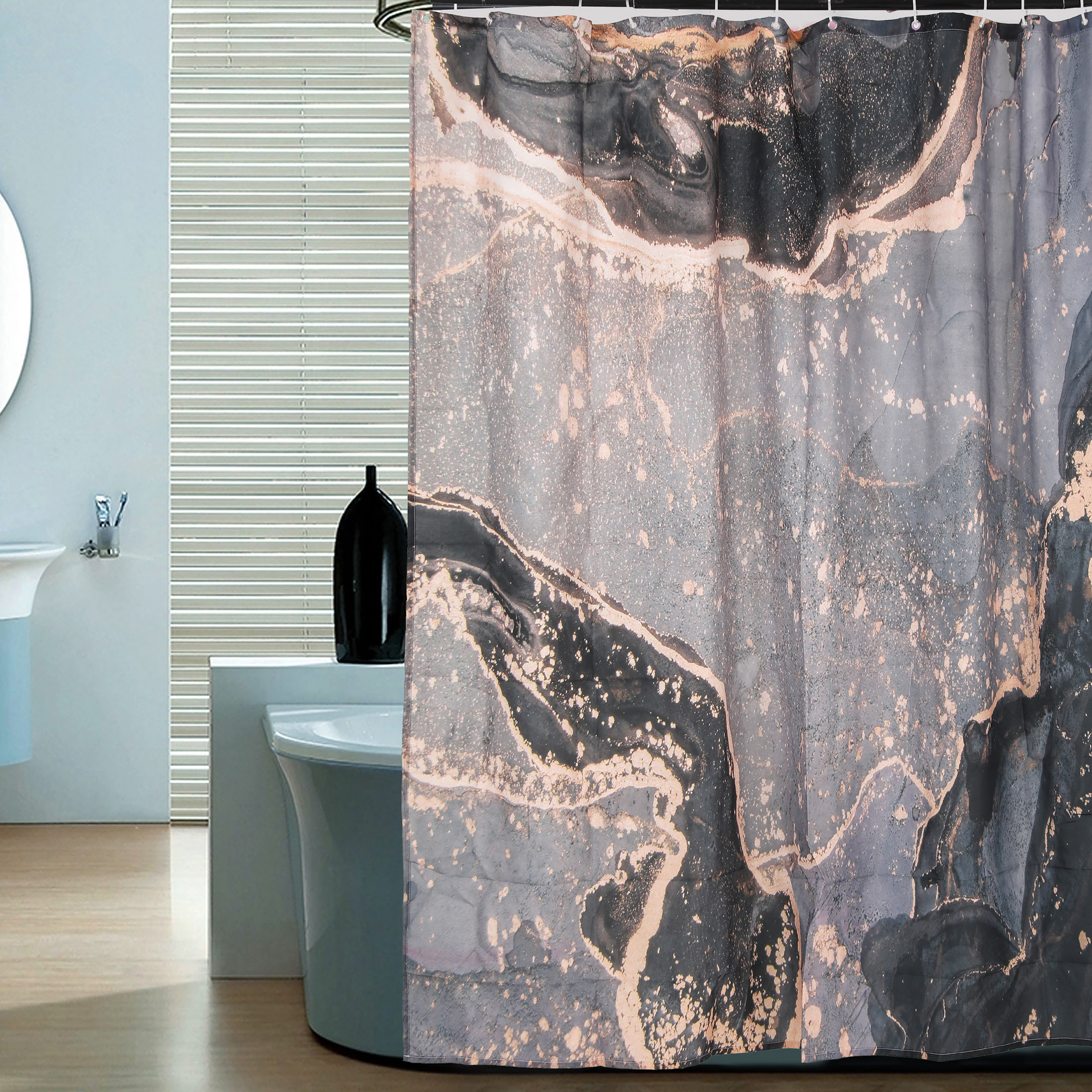 Caja de baño antimoho lavable Cortina, 1,38 m x 1,98 cm, color gris
