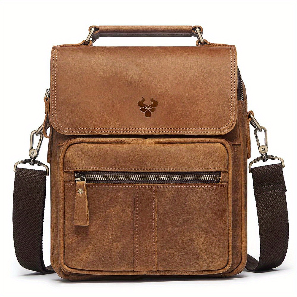 Crazy Horse Leather Messenger Bag Men Shoulder Bag Retro Crossbody