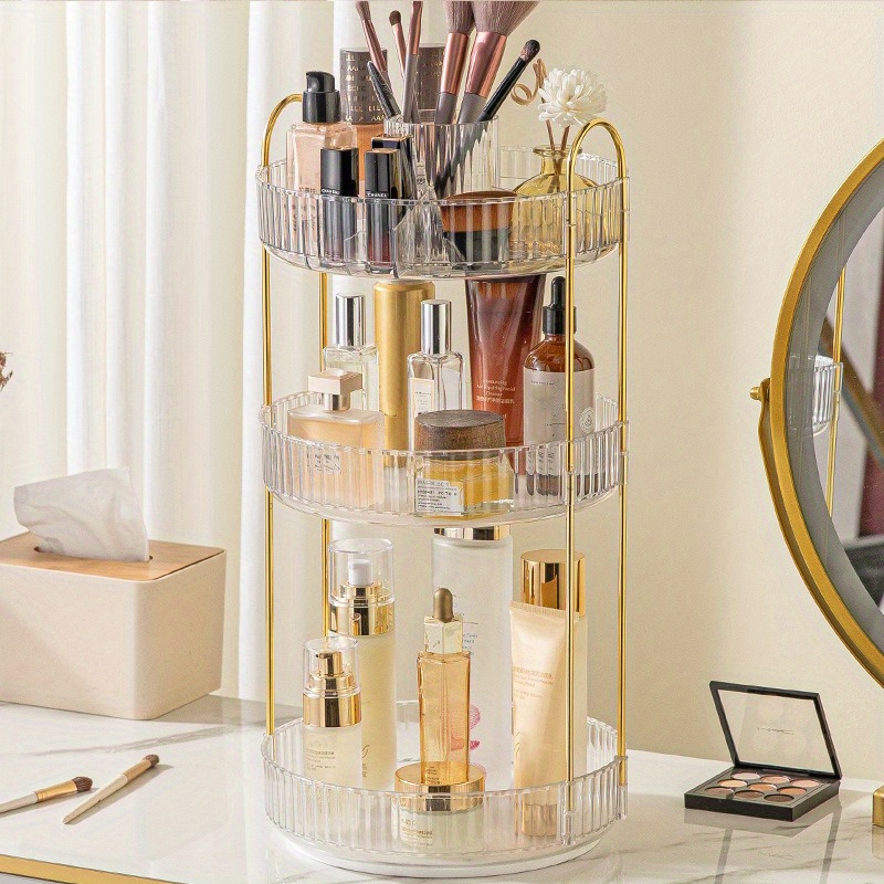 2-Tier Amber & Clear Acrylic Bathroom Storage Rack Makeup Cosmetic