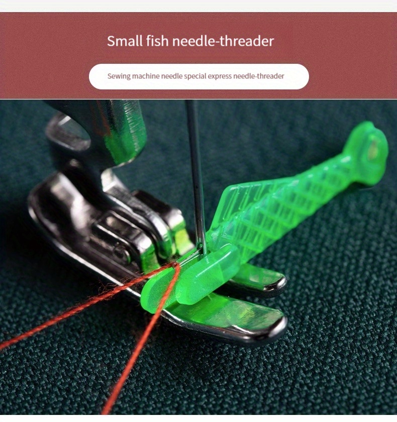 Mego Needle Threader Fish Type Sewing Machine automatic, Sewing Needle Inserter, Quick Sewing Threader Needle DIY Tool for Small Eyes, Embroidery Floss