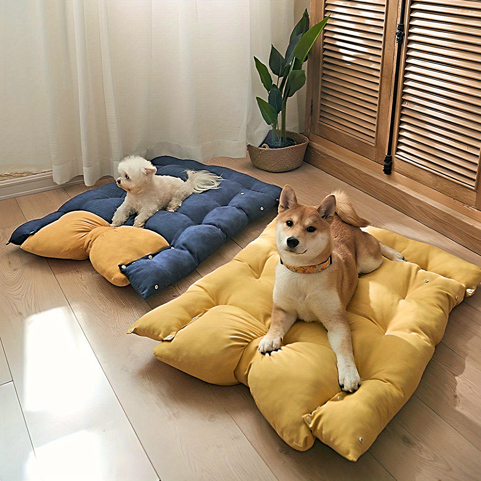 Dog Bed For Large Medium Small Dogs Cats Puppy Detachable Washable Pet Bed Pet Mat Dual Use Dog Sleeping Cushion Pad Soft Dog Beds Cushion Kennel Calming Dog Bed Cat Bed Pet Bed Bow Shape Blue Yellow Pink details 2