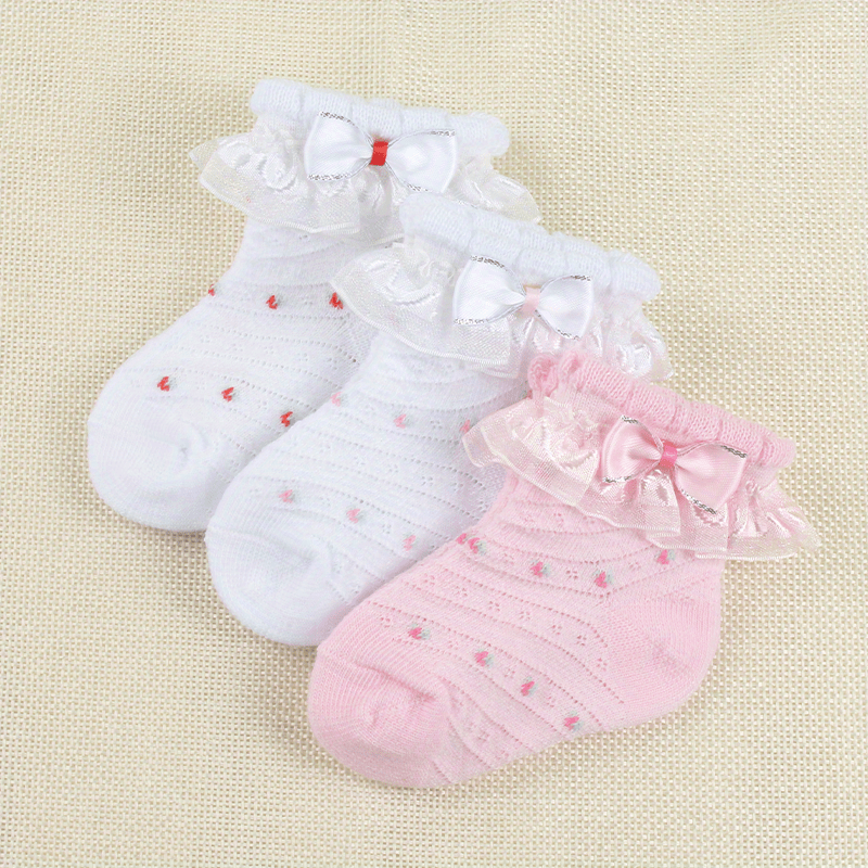 0-6 Months Baby Girls' Lace Ruffled Cute Socks: Cotton Blend Breathable  Comfort for Your Little One!