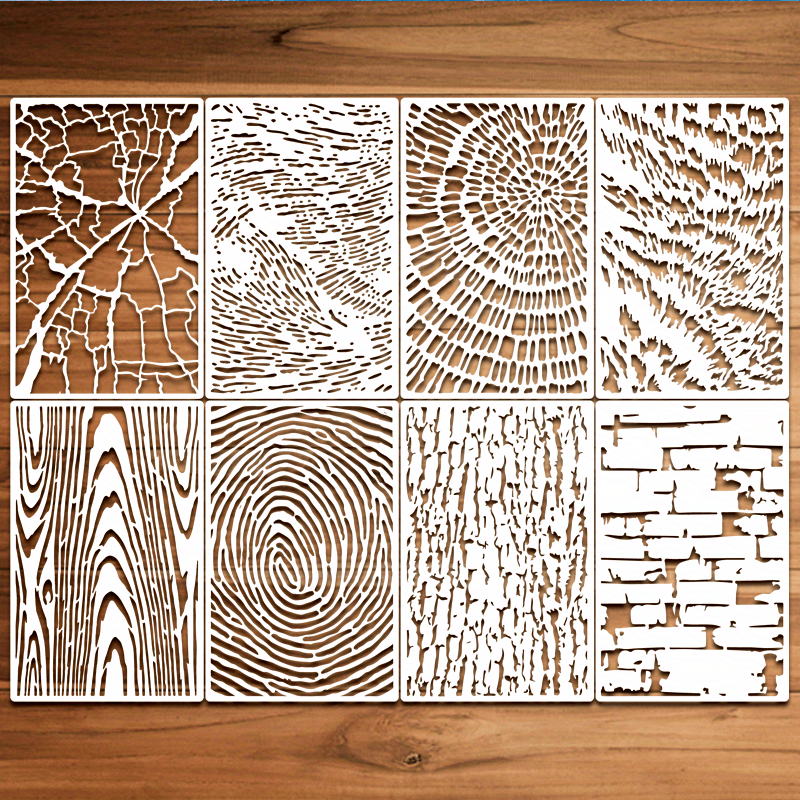 8pcs Abstract Texture Stencils For Painting, Reusable DIY Stencils Wood  Grain, Mixed Crackle Marble, Bricks, Spray Paint Art Stencils For Wood Wall  De