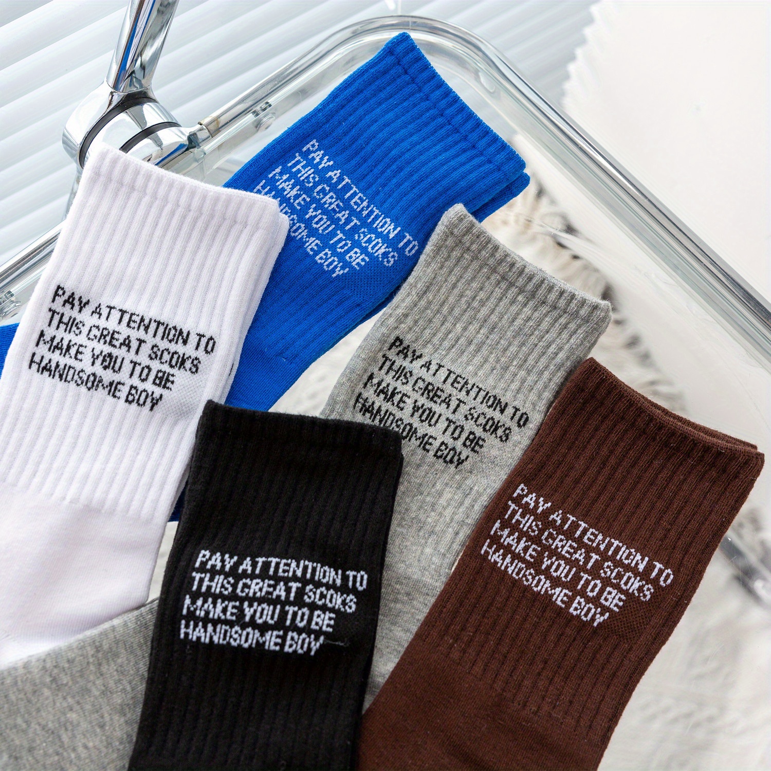 5 Paires Chaussettes Mode Imprimées Phrases Drôles Hommes - Temu France