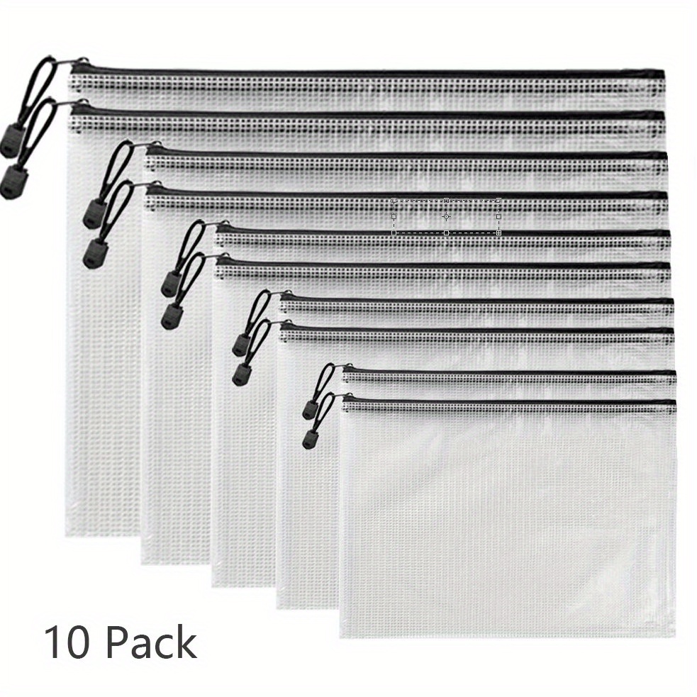 Multi size Zipper File Bags Plastic Mesh Zipper Pouch - Temu