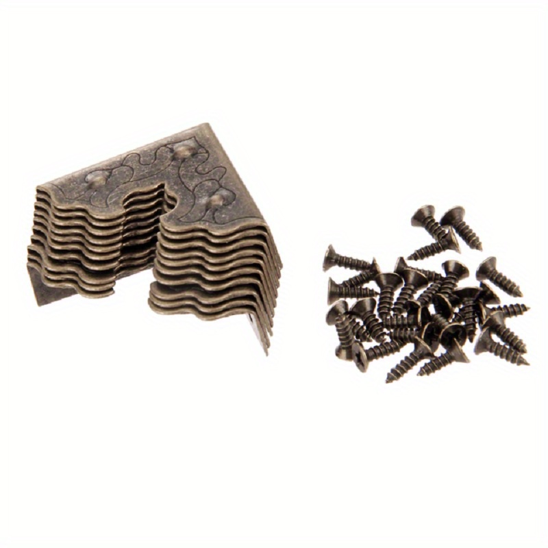 Image of 10pcs Furniture Fittings Metal Crafts Jewelry Box Edge Safety Guards Covers Wooden Case Decorative Corner Protector 25mm
