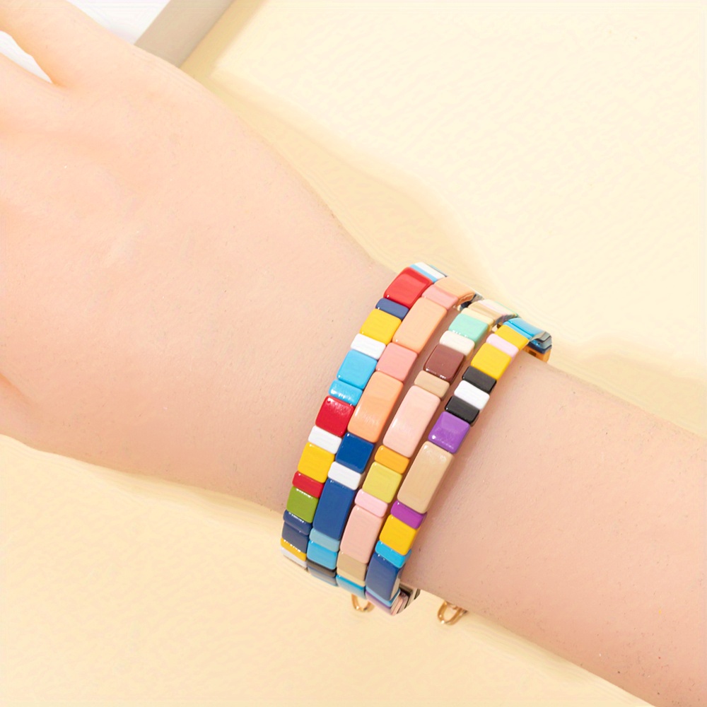 Colorful Extension Chain Bracelet Rainbow Beach Style Women's