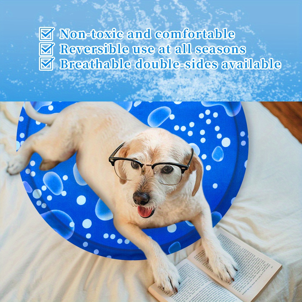 foldable dog cooling mat pet ice pad dog mattress mat cat cushion summer keep cool pet gel cooling dog mat blue jellyfish details 4