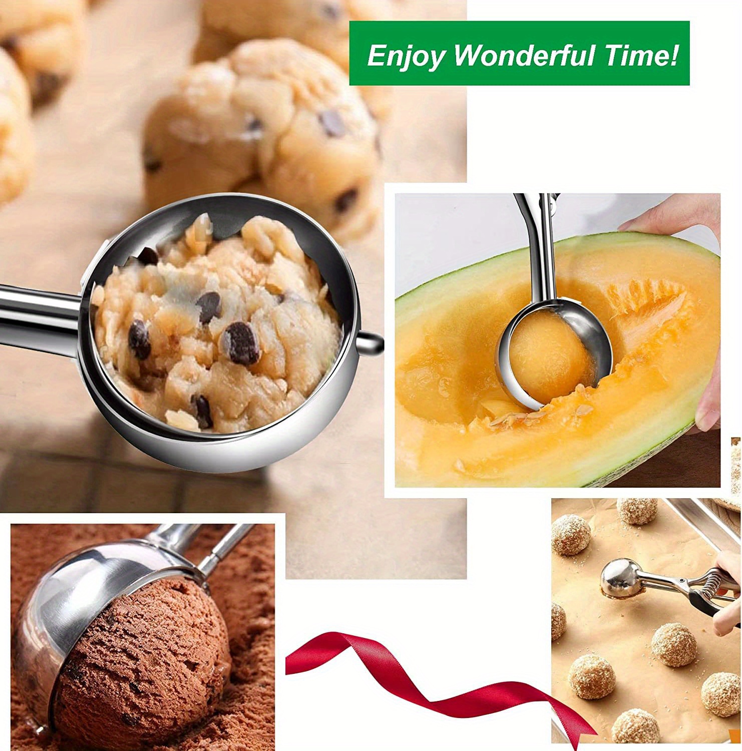 Stainless Steel Cookie Dough Spoon Set With Trigger Ice Cream Scoop And  Melon Ball Spoon - Perfect For Baking And Ice Cream Making - Temu United  Arab Emirates