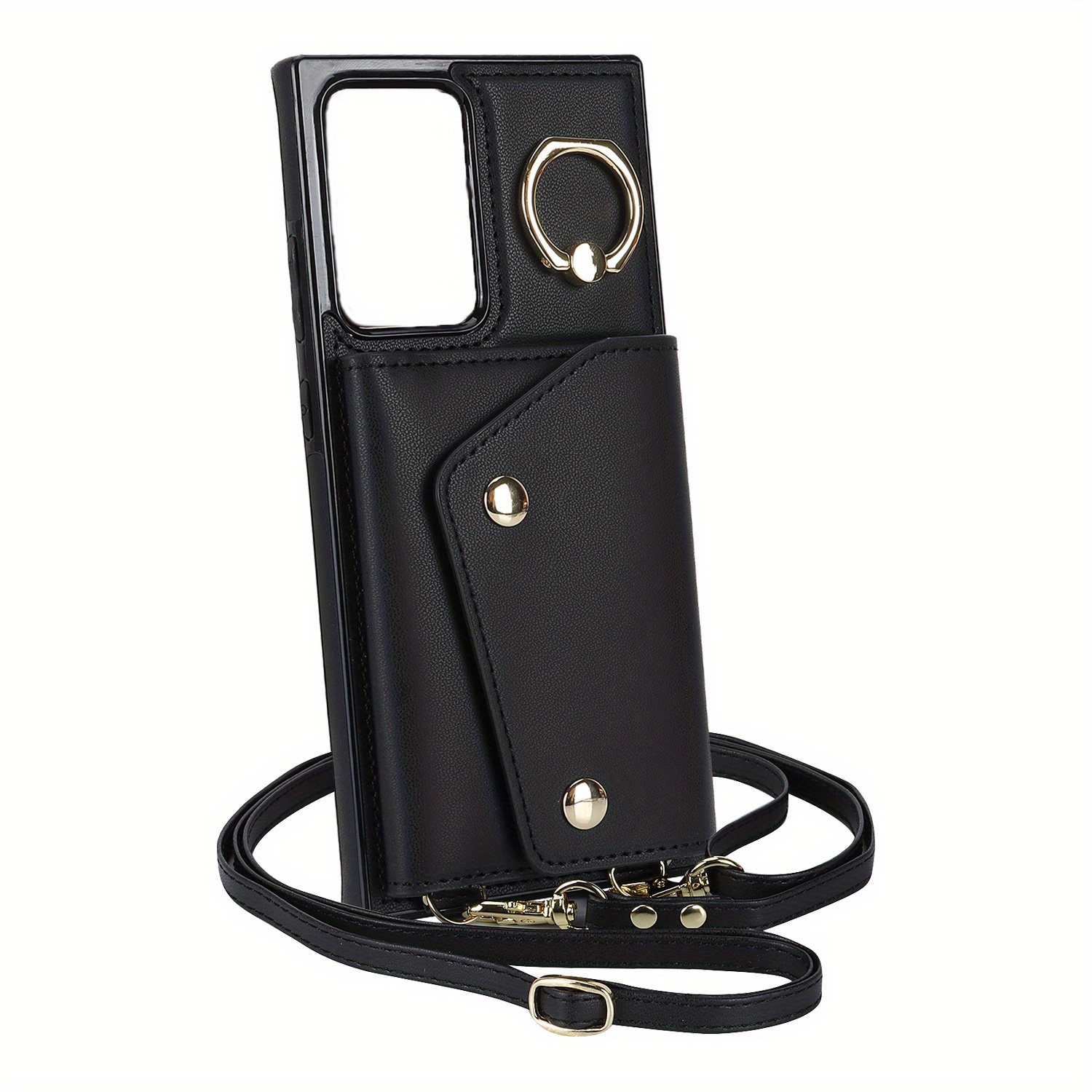  for Samsung S23 S22 S21 S20 Plus Note 20 Ultra Card Holder  Wallet Lanyard Leather Wrist Strap Crossbody Phone Case,Black,for Galaxy  S22 Plus : Cell Phones & Accessories