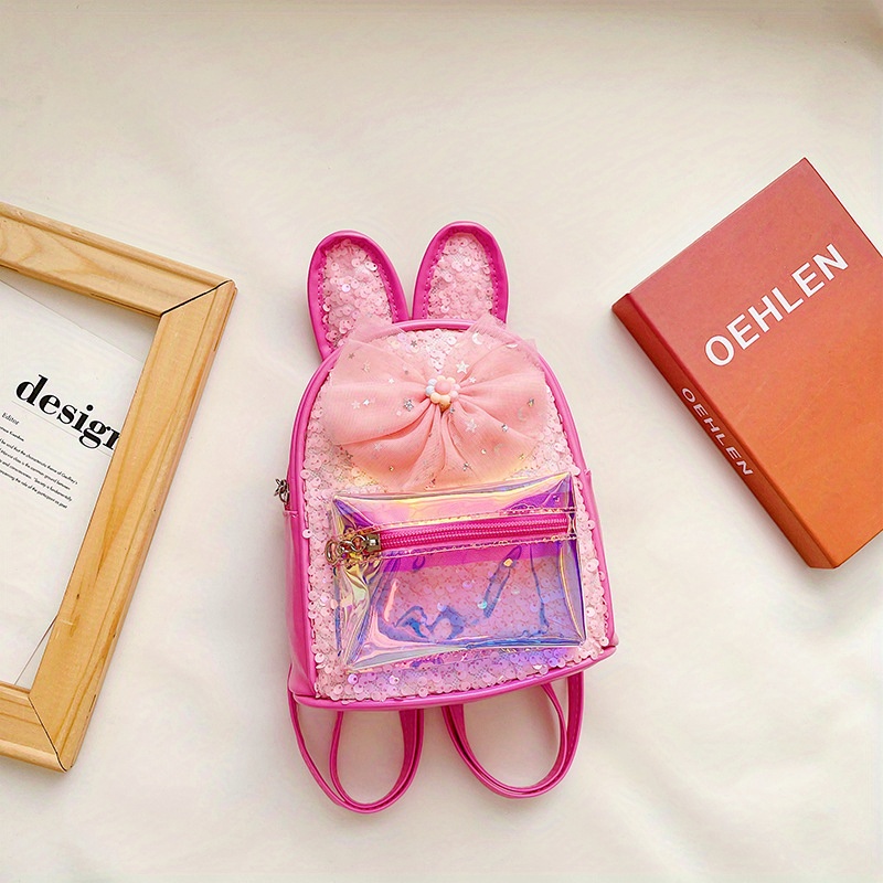 Kids Sequins Long Ears Bow Backpack