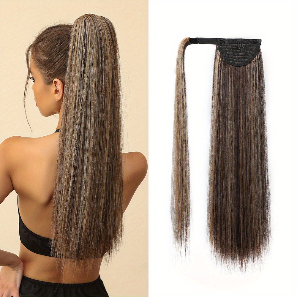 Straight Ponytail Hair Tie Synthetic Extensions for Daily Use