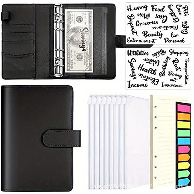 A6 Binder Budget Book Macaron Notebook Leather Pu Binder - Temu