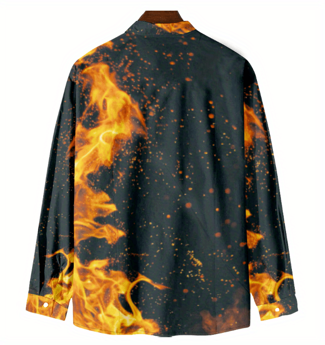 amidoa Long Sleeve Tee Shirts for Men 2023 Funny 3D Flame Print