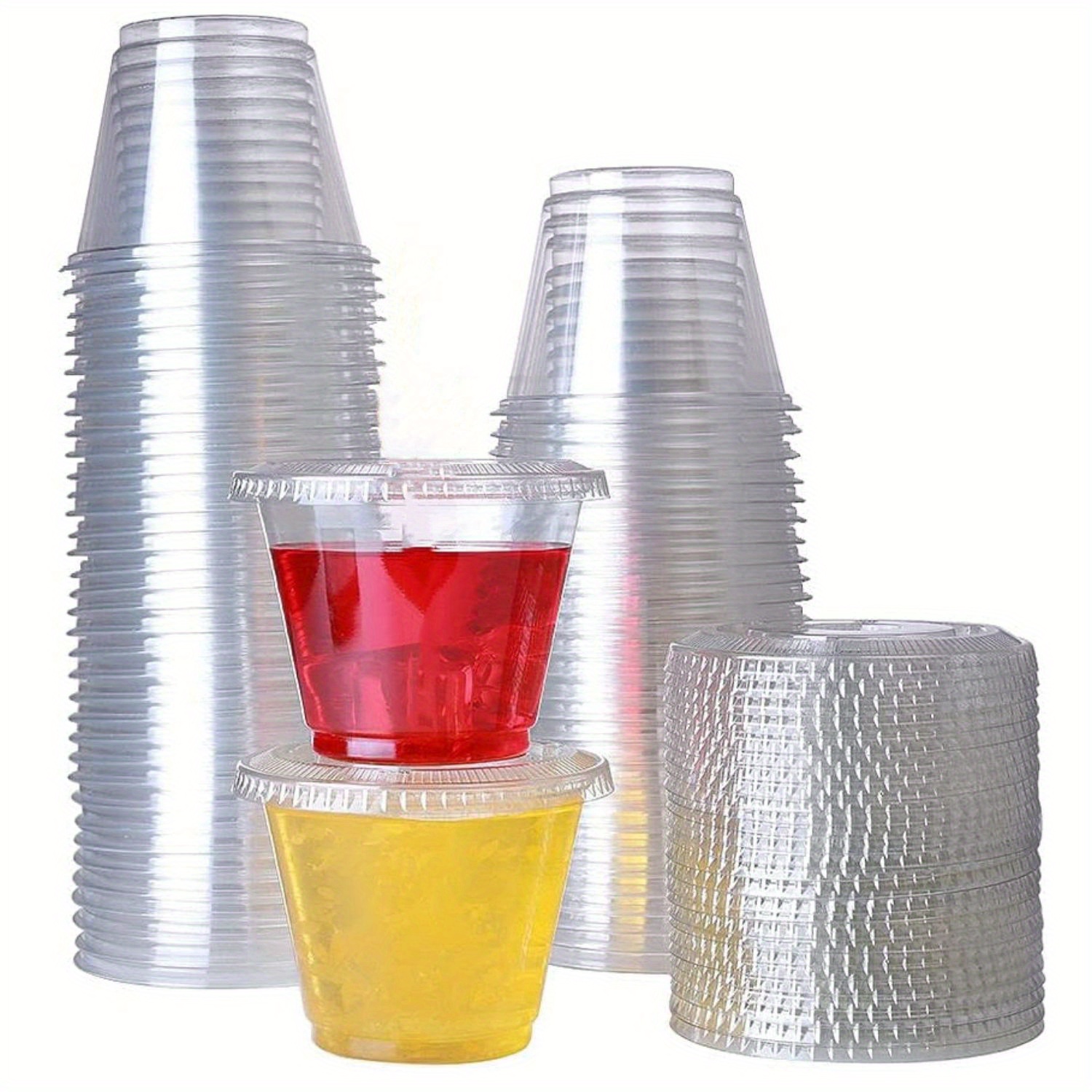 9 oz Clear Plastic Cups with Lids & Sporks – (50 Sets) Plastic Cups  Disposable with Lids (NO HOLE) for Parfait/Salad/Fruit, Plastic Dessert Cups,  Clear Disposab…