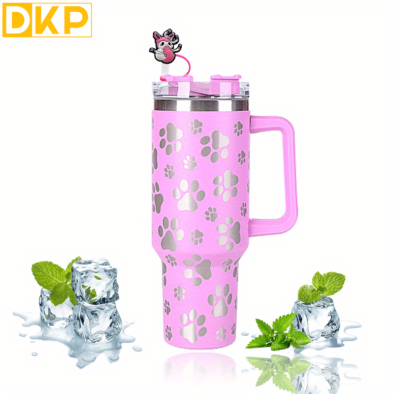 Laser Cat Claw Insulated Cup Tumbler With Handle Straw Lid - Temu