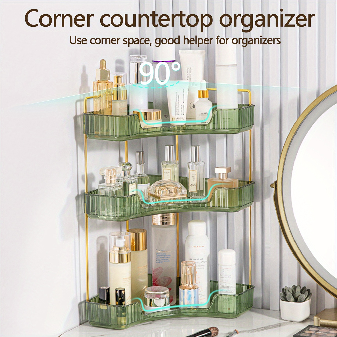 Corner Bathroom Counter Organizer, Vanity Trays for Bathroom, Skincare  Makeup Organizer Shelf, Vanity Organizer, Bathroom Counter Shelf for  Cosmetics