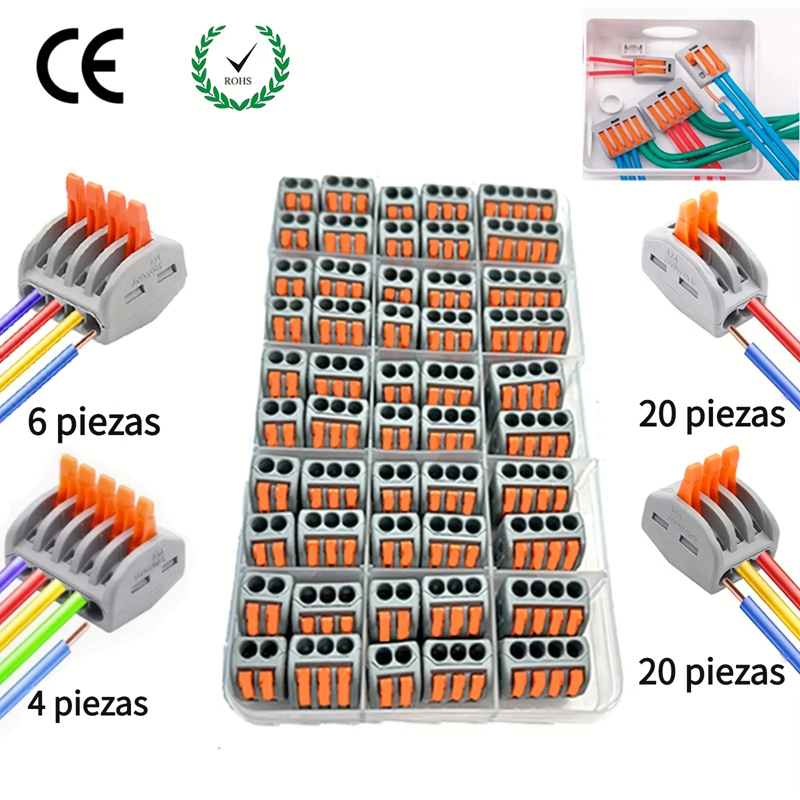 Comprar 10 Uds tuerca de palanca de resorte conectores de Cable rápido  eléctricos bloques de terminales de Cable rápido reutilizables