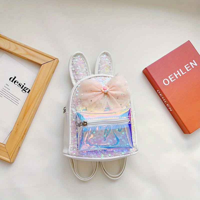 Kids Sequins Long Ears Bow Backpack