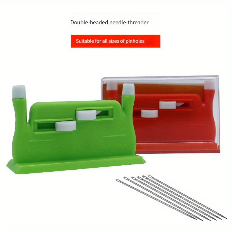 2Pcs Automatic Needle Threader,Sewing Tool Needle Threader,Automatic Needle  Threaders for Hand Sewing (Green+Orange) 