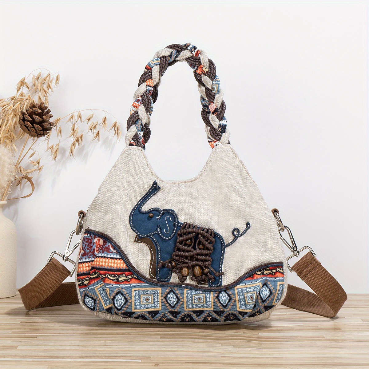 Casual Elephant Pattern Crossbody Bag, Portable Shoulder Bag Handbag