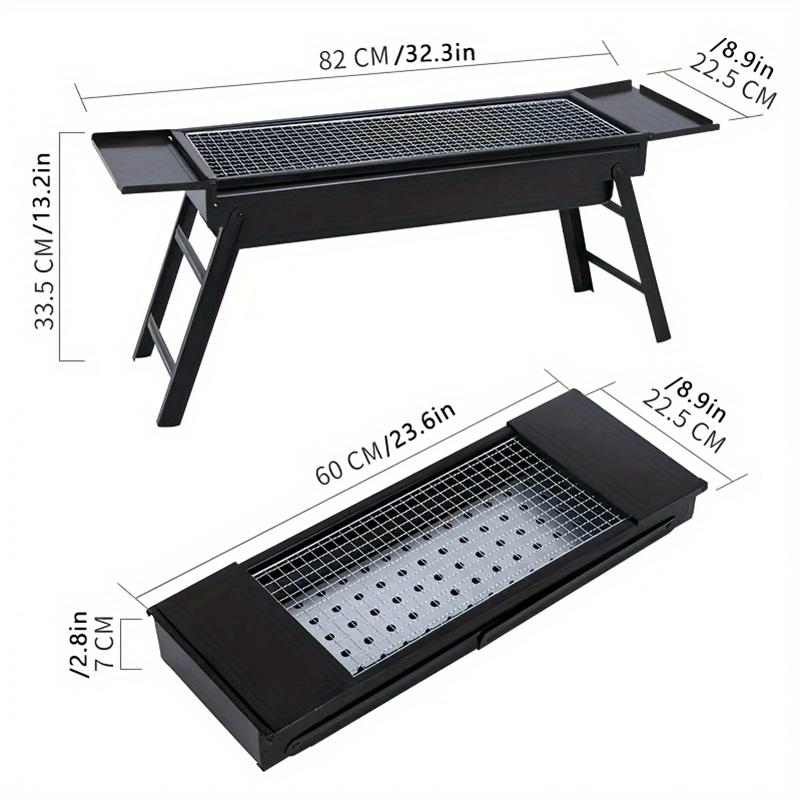 Sosoport Parrilla plegable de carbón shish kebab parrilla de picnic al aire  libre parrilla portátil barbacoa parrillas para asar carne Camping Grill