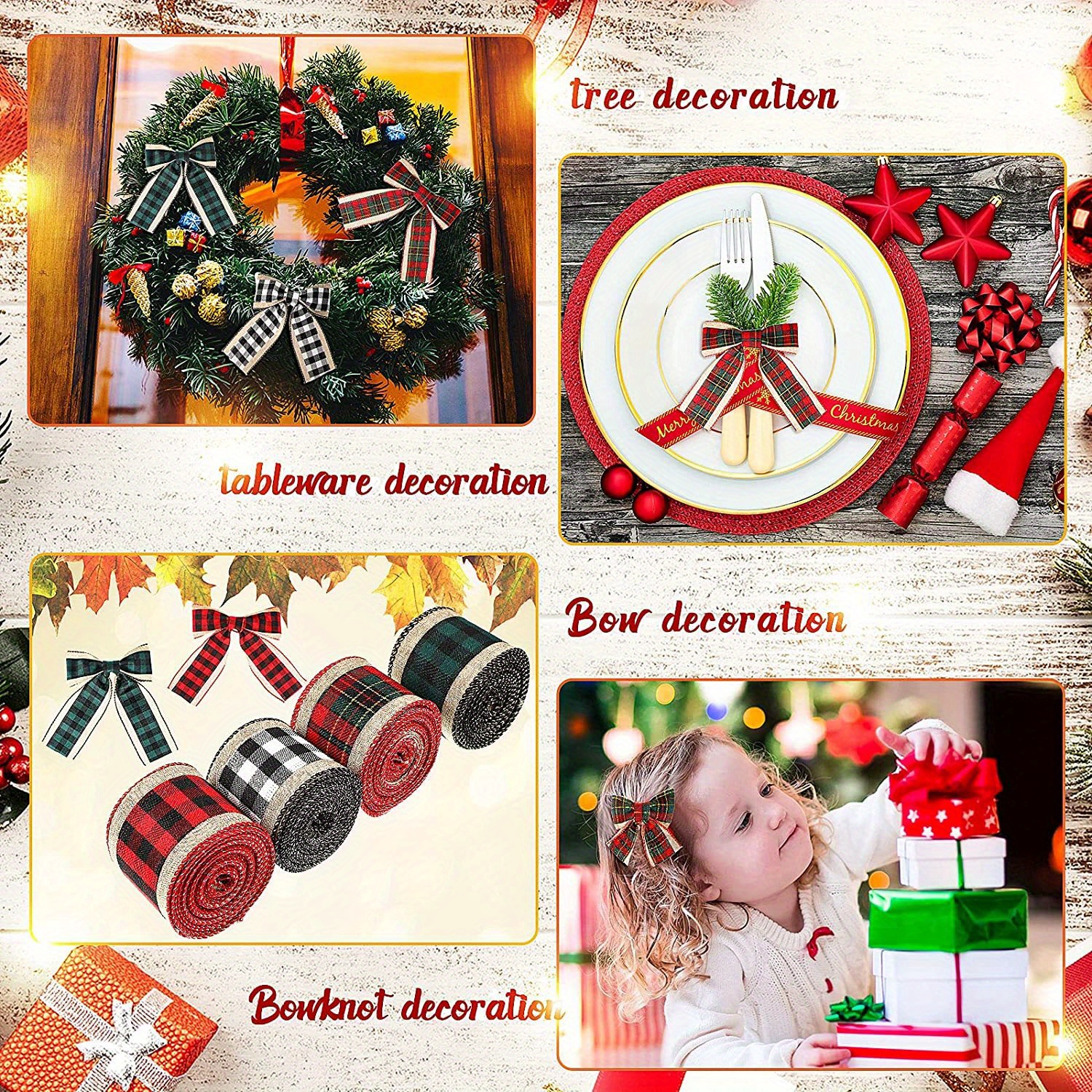 5 Yard Christmas Buffalo Plaid Ribbons Burlap Wired Edge - Temu Australia