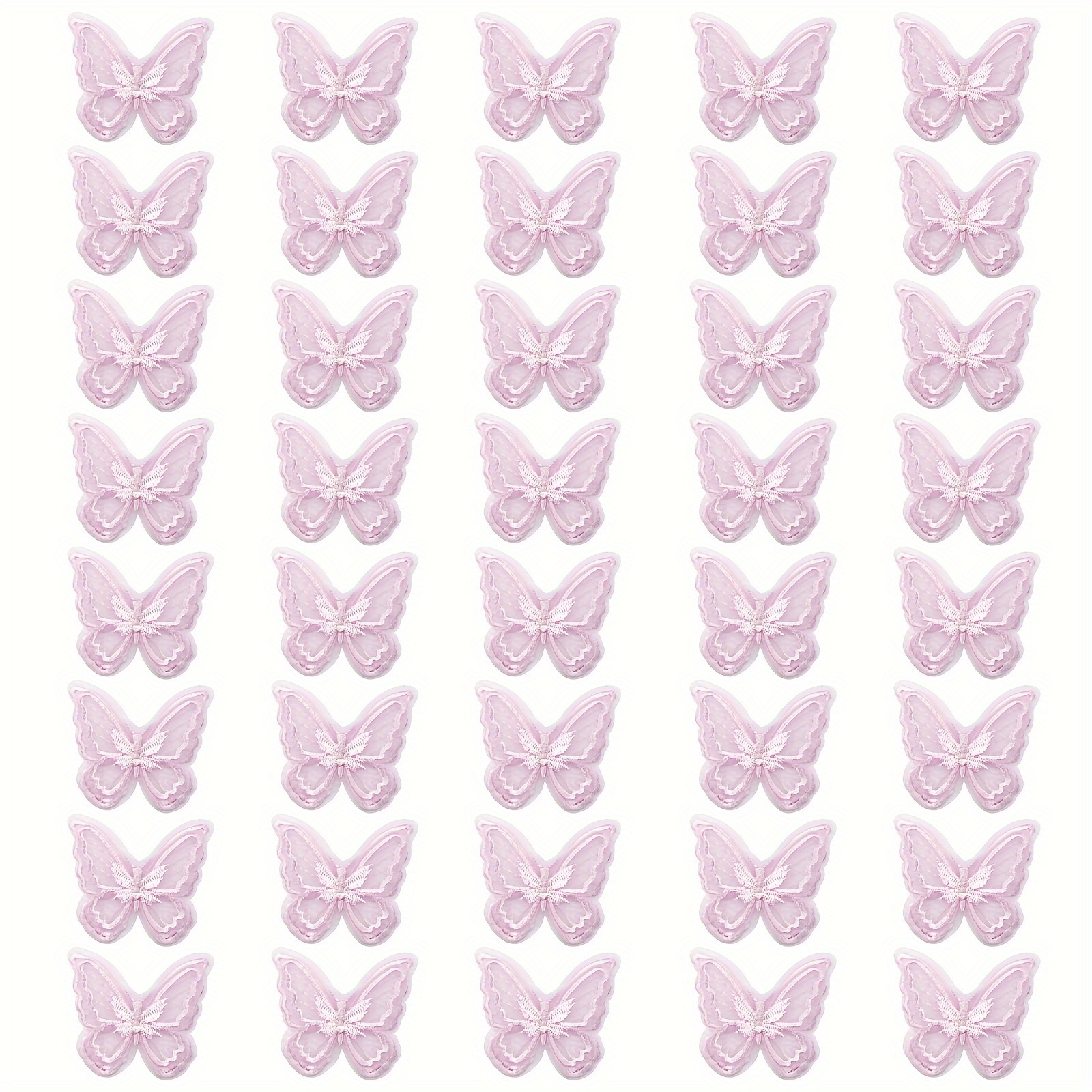  30 Pcs Pink Lace Butterfly Applique Embroidery,Organza