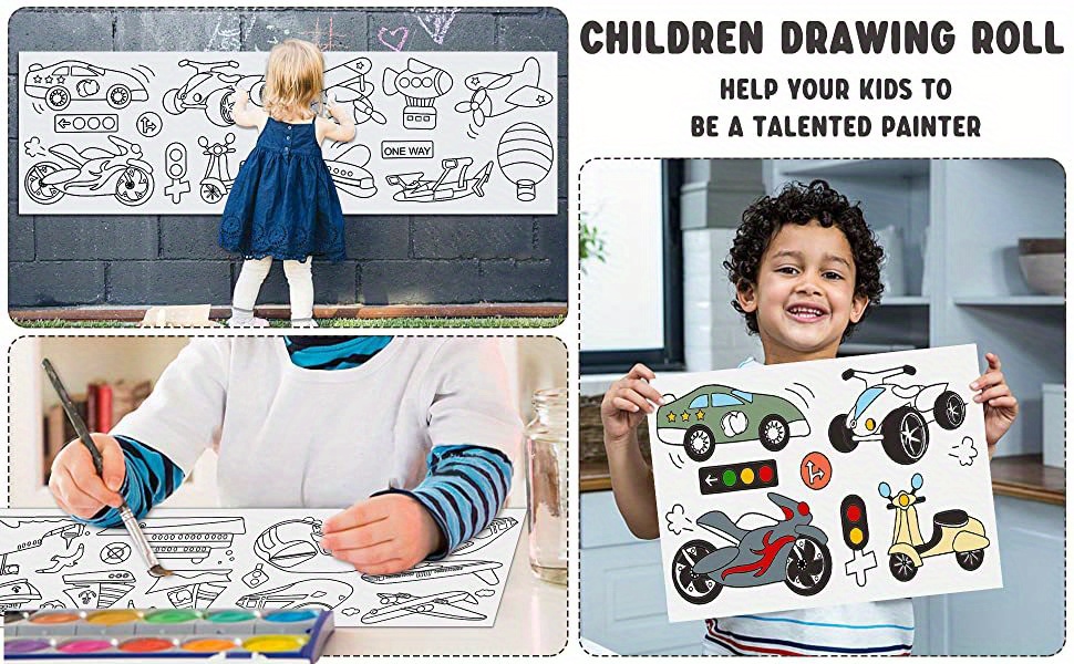 Rotolo da Colorare per Bambini 30 * 300cm Rotolo di Carta da Disegno  Divertenti Arte Doodle Parete Adesivi da Colorare Giocattoli di Pittura  Educativi Precoci per Ragazzi Ragazze – Giochi e Prodotti