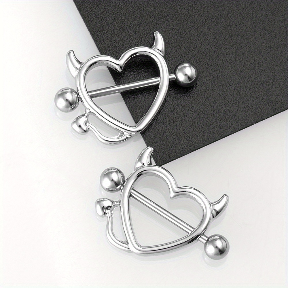 Love Heart Shaped Nipple Ring Inlaid Shiny Rhinestone Nipple