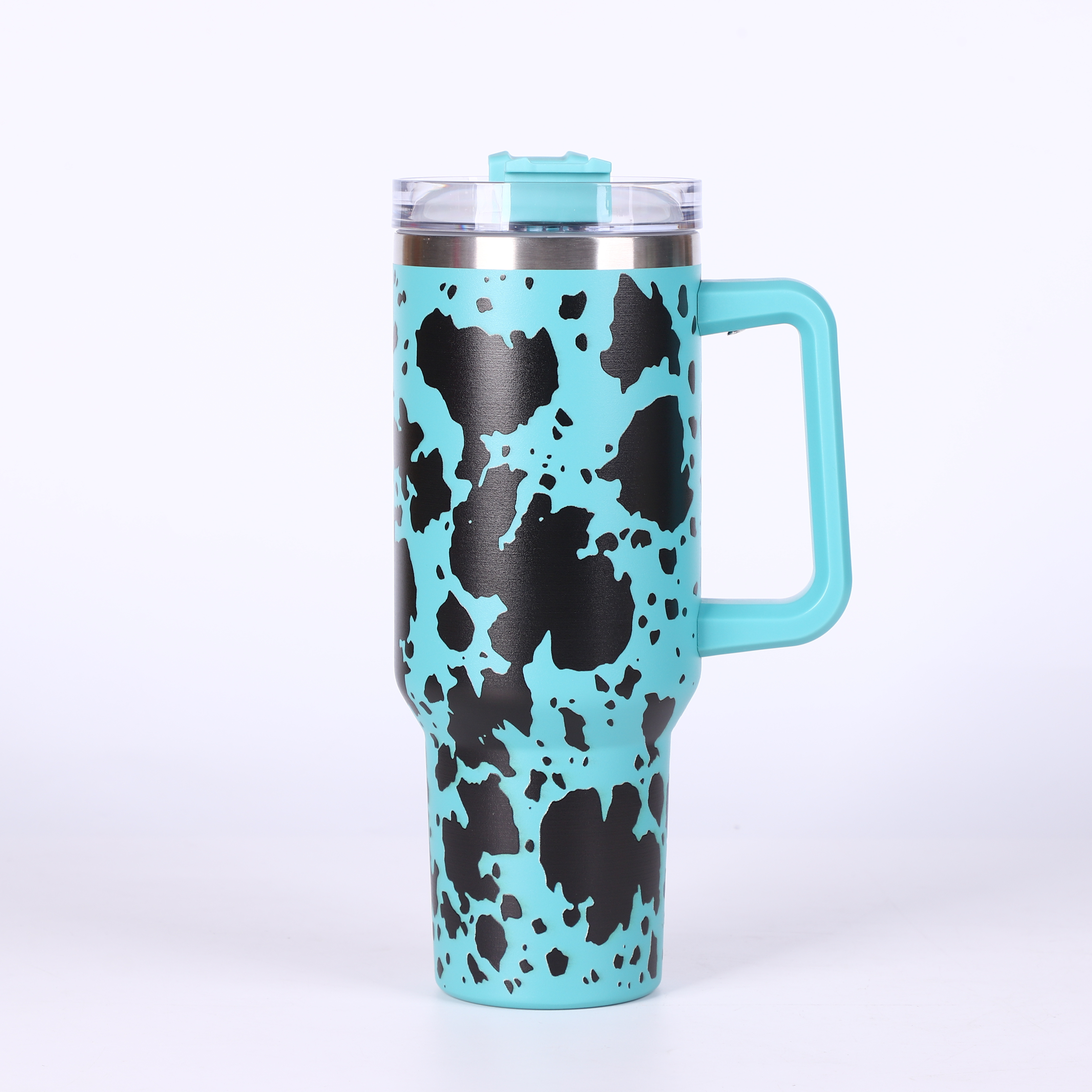 Cow Print Tumbler With Lid And Straw Stainless Steel Thermal - Temu