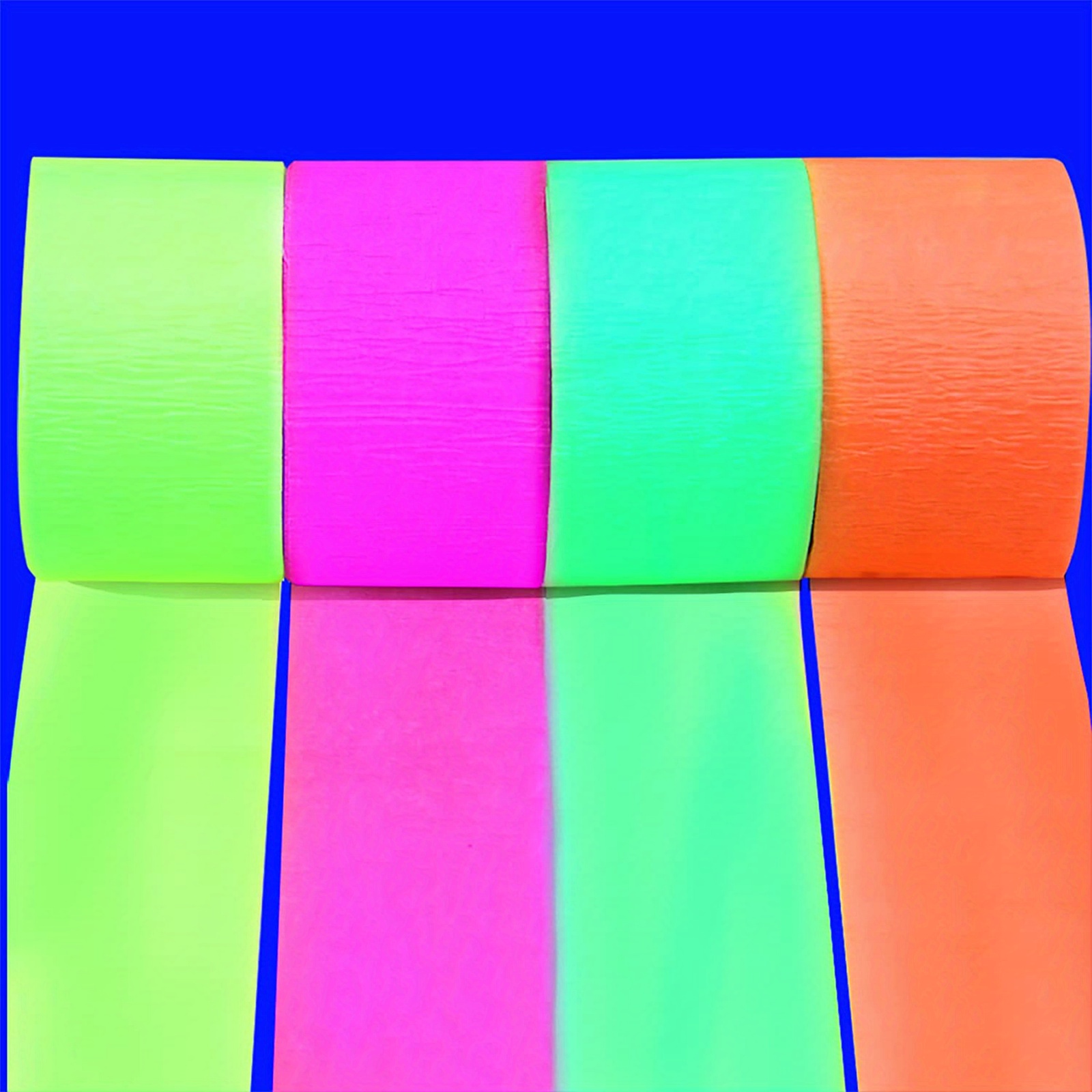 400 Feet Glow Party Neon Streamer Decorations Glow Crepe Paper Streamers UV  Reac