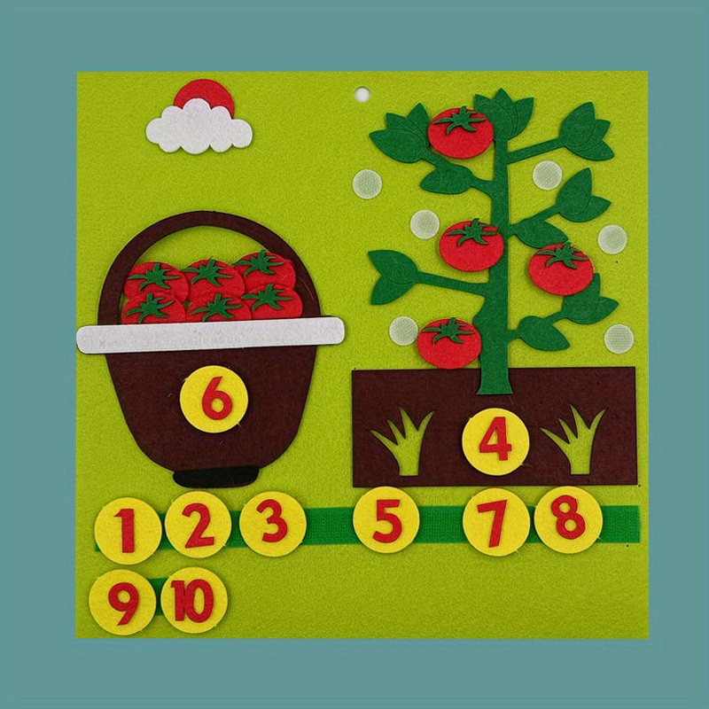 education play teaching aids vegetable number math felt non woven fabric paste toys details 1