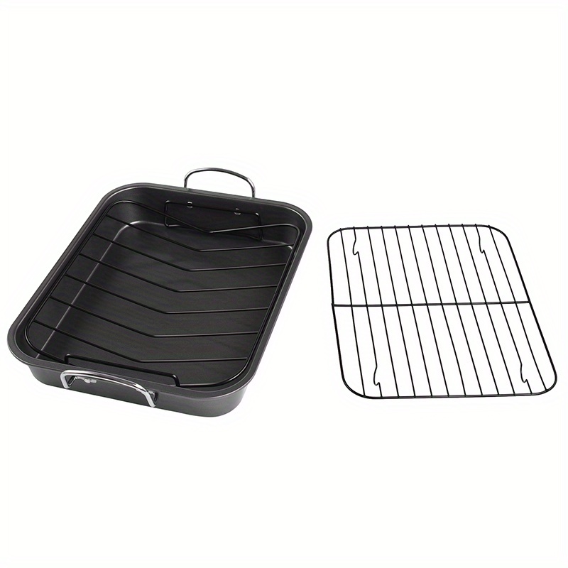 non stick baking pan baking pan with rack 40cm rectangular grill suitable for turkey   chicken   1 baking pan 2 grills details 4