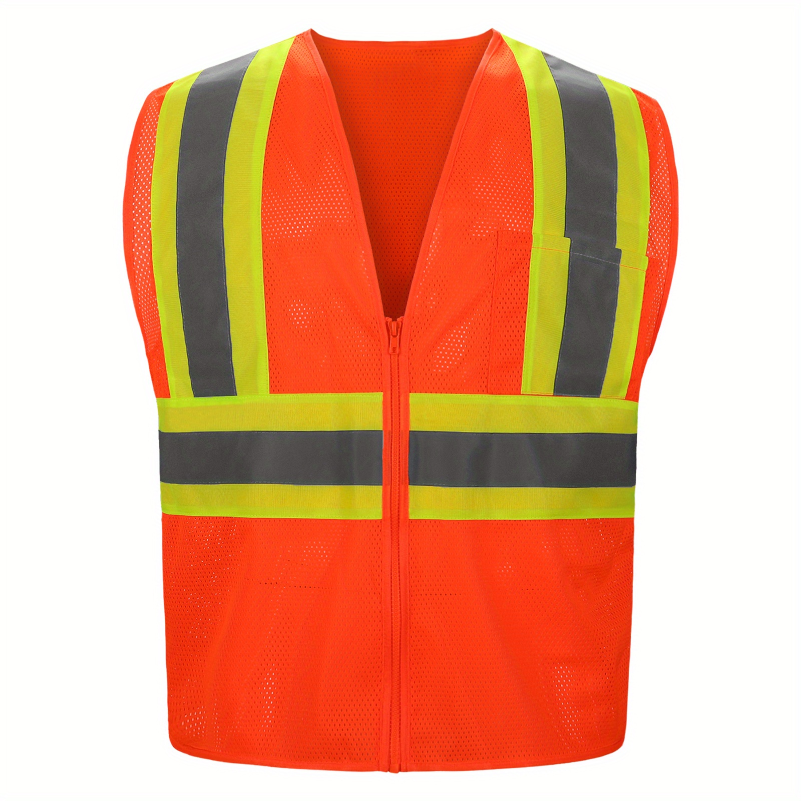 Reflective Safety Vest Yellow Pockets Class Visibility - Temu